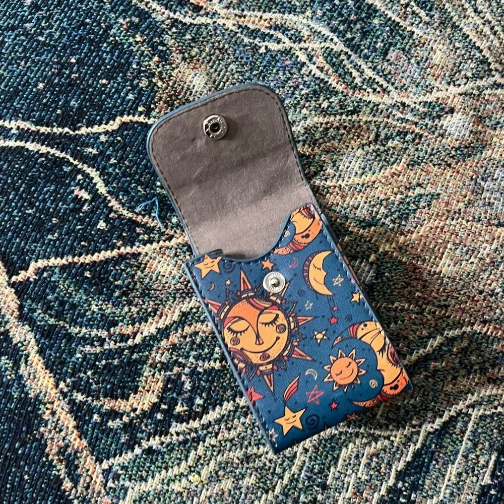 Sun and Moon Card Holder Bright and Colorful Hippie Chill Vibes Blue and Orange